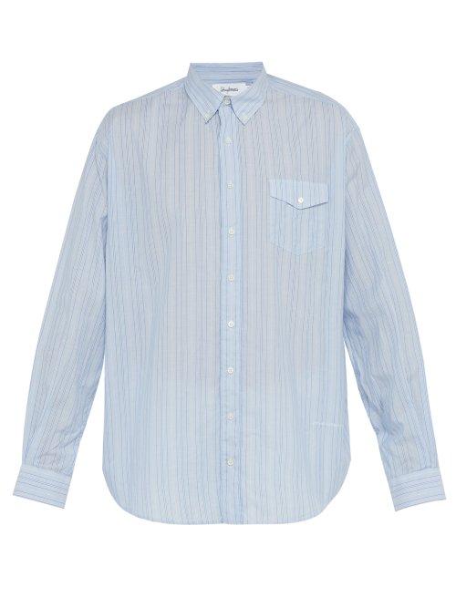 Matchesfashion.com Schnayderman's - Striped Cotton Blend Shirt - Mens - Blue Multi
