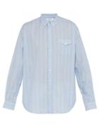 Matchesfashion.com Schnayderman's - Striped Cotton Blend Shirt - Mens - Blue Multi