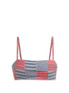 Matchesfashion.com Belize - Rosie Patchwork Bandeau Seersucker Bikini Top - Womens - Red Multi