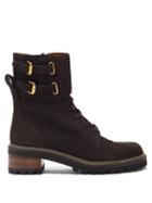 Matchesfashion.com See By Chlo - Mallory Buckled-strap Suede Boots - Womens - Dark Brown