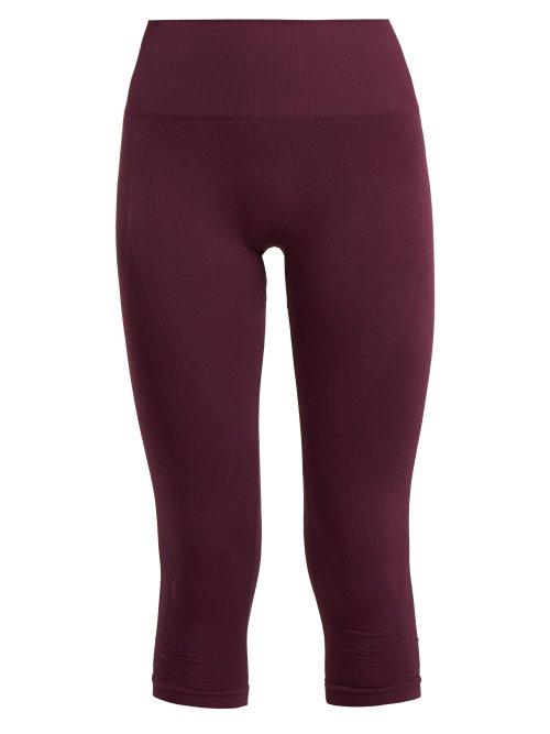 Matchesfashion.com Pepper & Mayne - Margot Cropped Rib Knit Leggings - Womens - Dark Purple