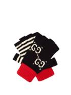 Matchesfashion.com Gucci - Logo Intarsia Mismatched Fingerless Cotton Gloves - Mens - Navy