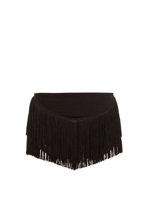 Matchesfashion.com Norma Kamali - Fringed High Rise Shorts - Womens - Black