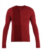 Matchesfashion.com Falke Ess - Half Zip Long Sleeved T Shirt - Mens - Burgundy Multi