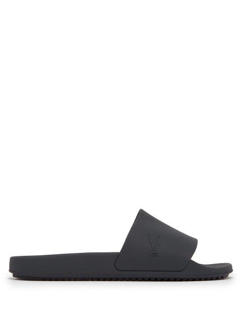 Matchesfashion.com Rick Owens Drkshdw - Logo Embossed Rubber Slides - Mens - Navy