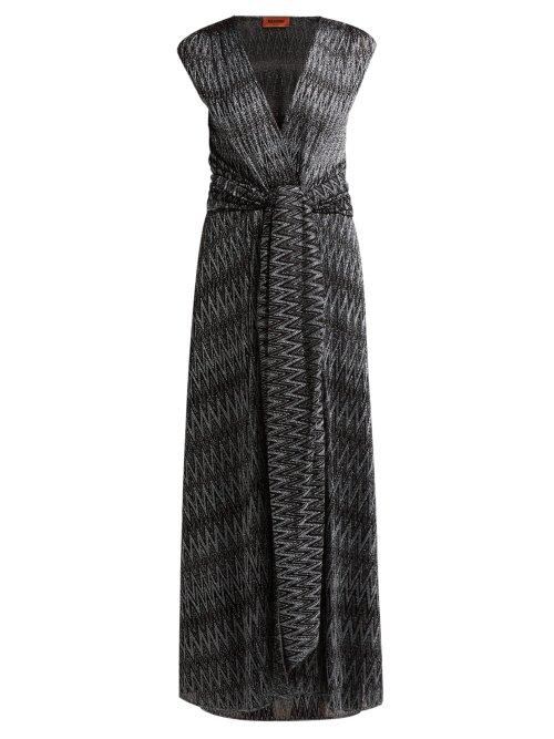Matchesfashion.com Missoni - Zigzag Knitted Wrap Front Dress - Womens - Black