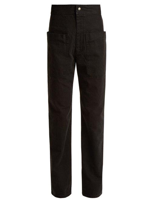 Matchesfashion.com Isabel Marant Toile - Lana Patch Pocket Cotton Canvas Trousers - Womens - Black