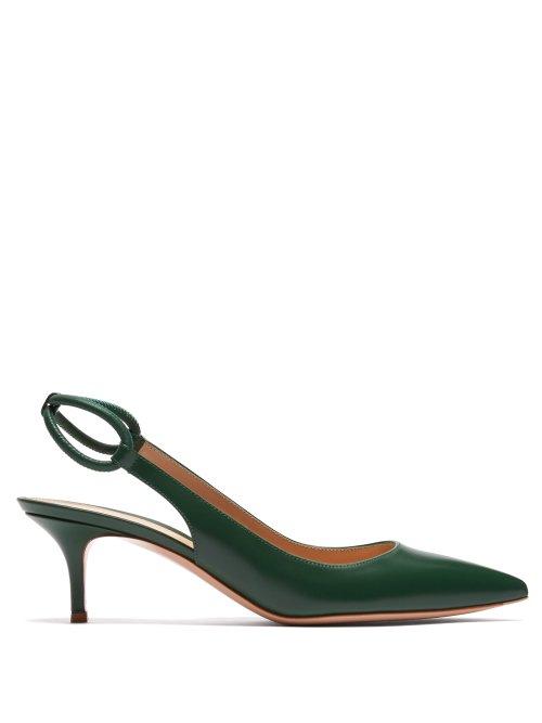 Matchesfashion.com Gianvito Rossi - Vitello 55 Slingback Leather Pumps - Womens - Green