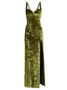 Matchesfashion.com Galvan - Corset Hammered Velvet Gown - Womens - Green