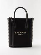 Balmain - B-army Leather-trim Canvas Tote Bag - Womens - Black White