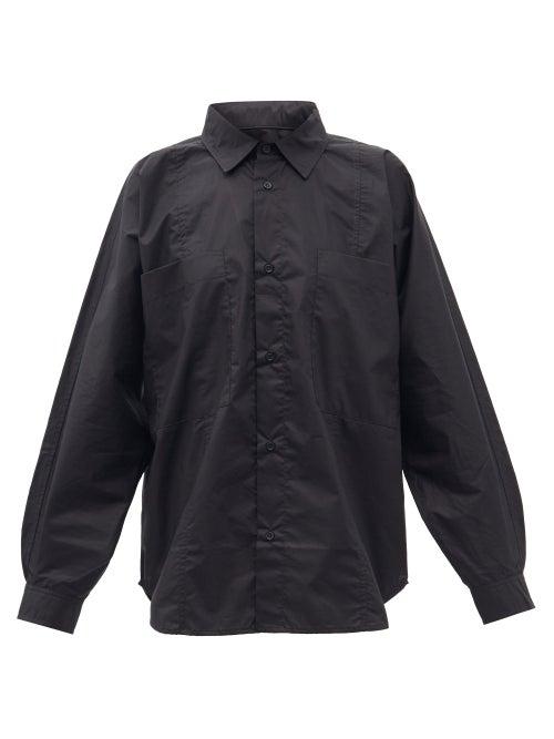 Matchesfashion.com Made In Tomboy - Norah Batwing-sleeve Cotton-poplin Shirt - Womens - Black