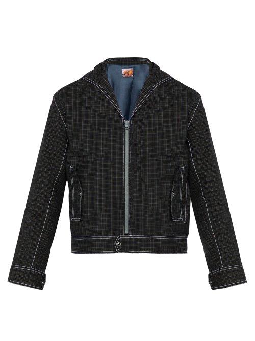 Matchesfashion.com Boramy Viguier - Check Print Cotton Sailor Jacket - Mens - Red