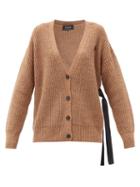 Matchesfashion.com Rochas - Side-ties Cable-knit Cardigan - Womens - Light Brown