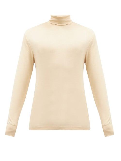 Matchesfashion.com Lemaire - Roll-neck Cotton-jersey Sweater - Mens - Cream
