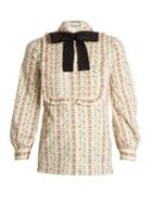 Gucci Rose-print Cotton-blend Blouse