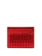Matchesfashion.com Christian Louboutin - Kios Studded Metallic Leather Cardholder - Mens - Red