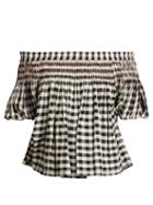 Matchesfashion.com Anaak - Rebecca Off The Shoulder Cotton Blouse - Womens - White Black