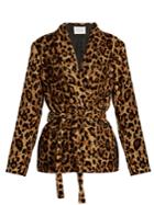 Velvet By Graham & Spencer Calla Leopard-print Tie-waist Velvet Jacket
