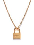 Versace - Logo-engraved Padlock Necklace - Womens - Gold