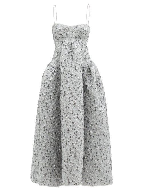 Matchesfashion.com Cecilie Bahnsen - Leika Lily-matelass Dress - Womens - Silver