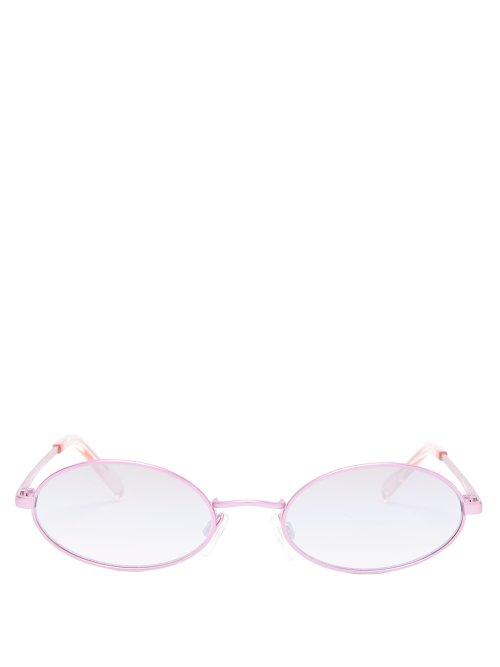 Matchesfashion.com Le Specs - Love Train Oval Frame Metal Sunglasses - Womens - Light Pink
