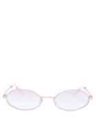 Matchesfashion.com Le Specs - Love Train Oval Frame Metal Sunglasses - Womens - Light Pink