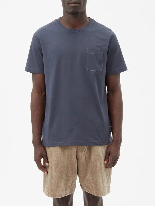 Oliver Spencer - Oli Patch-pocket Organic-cotton Jersey T-shirt - Mens - Navy