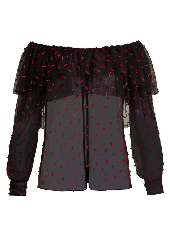 Rodarte Off-the-shoulder Tulle Blouse
