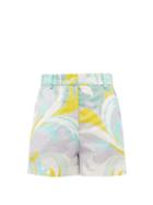 Matchesfashion.com Emilio Pucci - Tropicana-print Cotton Shorts - Womens - Blue Print