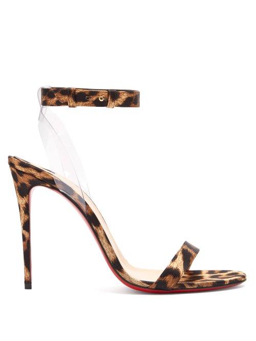 Matchesfashion.com Christian Louboutin - Jonatina 100 Leopard Print Satin Sandals - Womens - Leopard