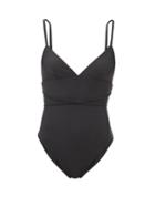 Matteau - Wrap Plunge-neck Recycled-fibre Swimsuit - Womens - Black