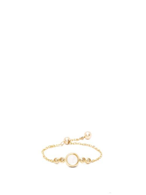 Matchesfashion.com Anissa Kermiche - June Diamond, Moonstone & Gold Chain Ring - Womens - White Multi