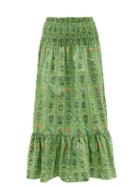 Ladies Beachwear Rhode - Artie Shirred Floral-print Cotton Midi Skirt - Womens - Green