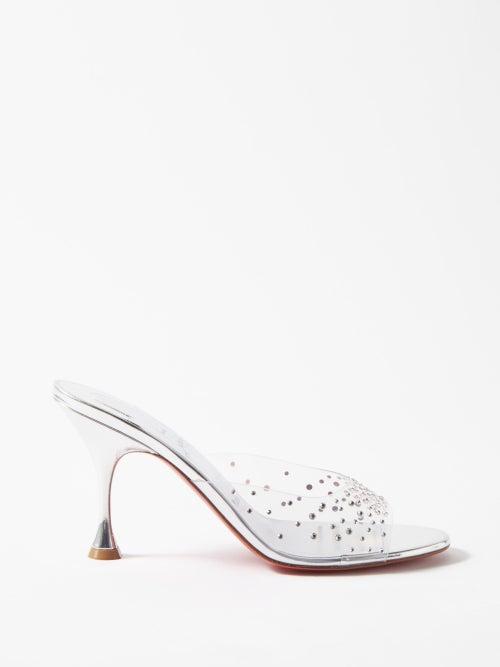 Christian Louboutin - Degramule Strass Crystal-embellished Mules - Womens - Silver
