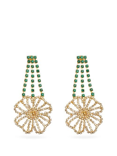 Matchesfashion.com Rosantica - Briscola Floral Crystal-embellished Drop Earrings - Womens - Gold Multi