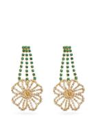Matchesfashion.com Rosantica - Briscola Floral Crystal-embellished Drop Earrings - Womens - Gold Multi