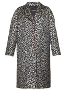 Matchesfashion.com Dolce & Gabbana - Crystal Button Leopard Jacquard Cocoon Coat - Womens - Silver Multi