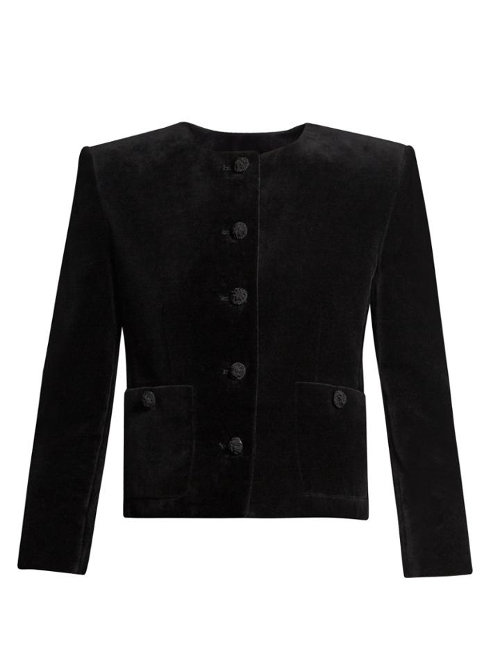 Saint Laurent Collarless Cotton-velvet Jacket