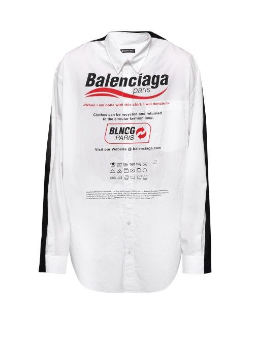 Balenciaga - Recycle-print Layered Poplin And Jersey Shirt - Mens - White