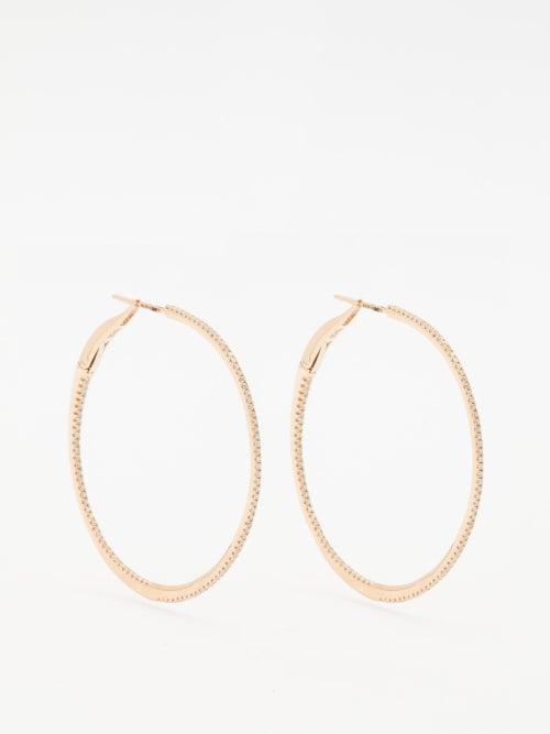 Rosa De La Cruz - Diamond & 18kt Rose Gold Hoop Earrings - Womens - Gold Multi