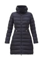 Matchesfashion.com Moncler - Flammette Zip-away Hood Quilted Down Coat - Womens - Navy