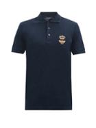 Matchesfashion.com Dolce & Gabbana - Bee-embroidered Cotton-blend Piqu Polo Shirt - Mens - Dark Navy