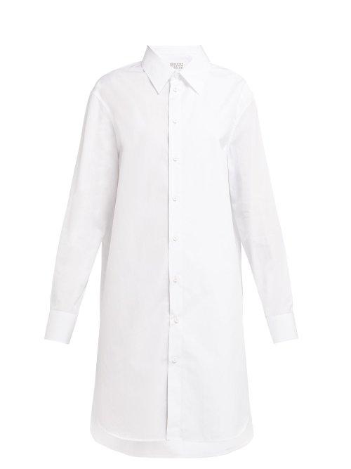Matchesfashion.com Maison Margiela - Metallic Panelled Cotton Poplin Shirtdress - Womens - White Multi