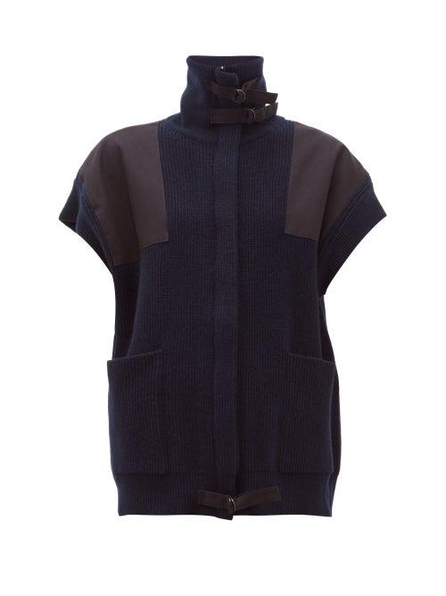 Matchesfashion.com Stella Mccartney - High Neck Ribbed Wool Gilet - Womens - Navy