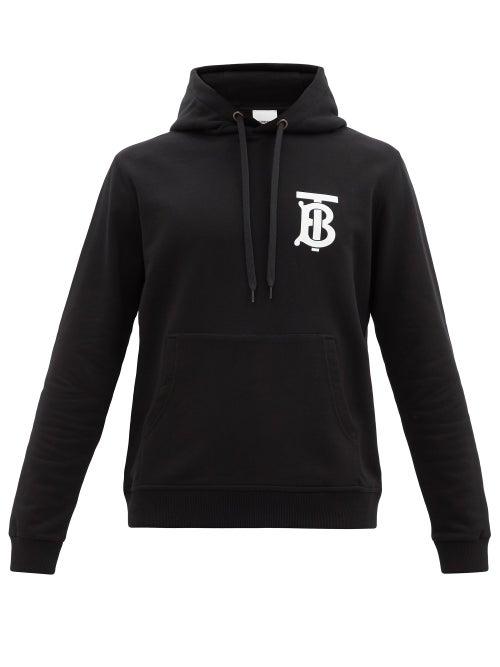 Mens Rtw Burberry - Landon Monogram Cotton-jersey Hooded Sweatshirt - Mens - Black