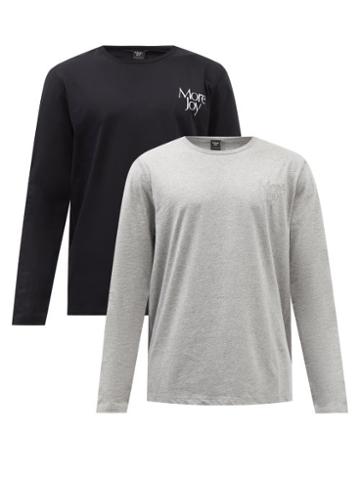 More Joy By Christopher Kane - Pack Of Two More Joy-embroidered Cotton T-shirts - Mens - Black Multi