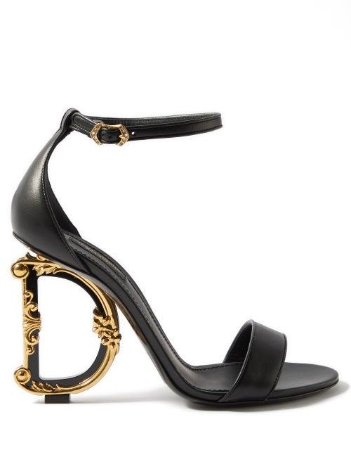 Dolce & Gabbana - Dg-heel Leather Sandals - Womens - Black