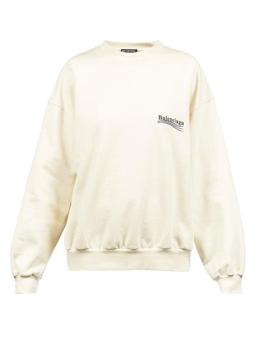 Balenciaga - Logo-embroidered Oversized Sweatshirt - Womens - Cream Multi