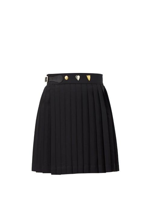 Matchesfashion.com Charles Jeffrey Loverboy - Knife-pleated Cotton-twill Mini Wrap Skirt - Womens - Black