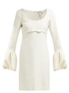 Matchesfashion.com Giambattista Valli - Scoop Neck Bubble Cuff Crepe Mini Dress - Womens - Ivory